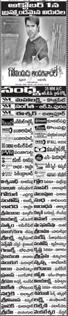GAV Hyderabad Theaters List
