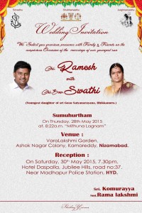 Thagubothu Ramesh Wedding Invitation Card