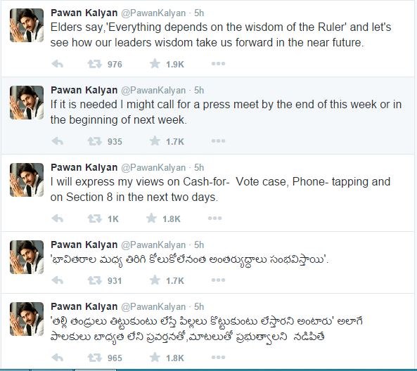 Pawan Kalyan Tweets on Vote for Note