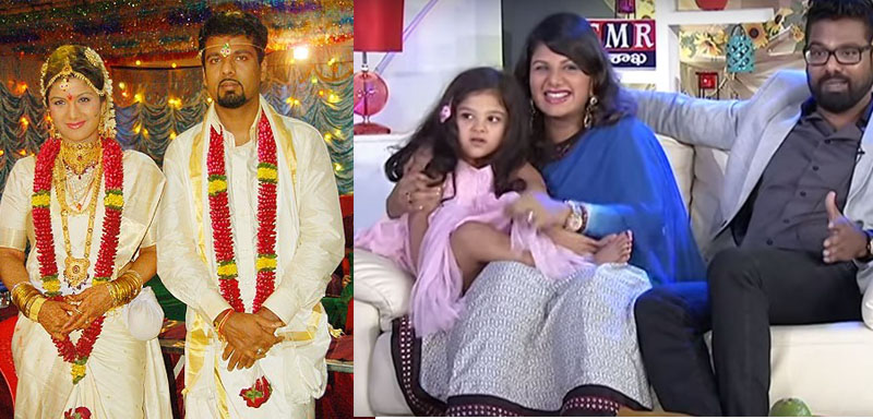 Heroine Rambha with her husband and their daughters