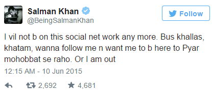 Salman Khan's Tweet