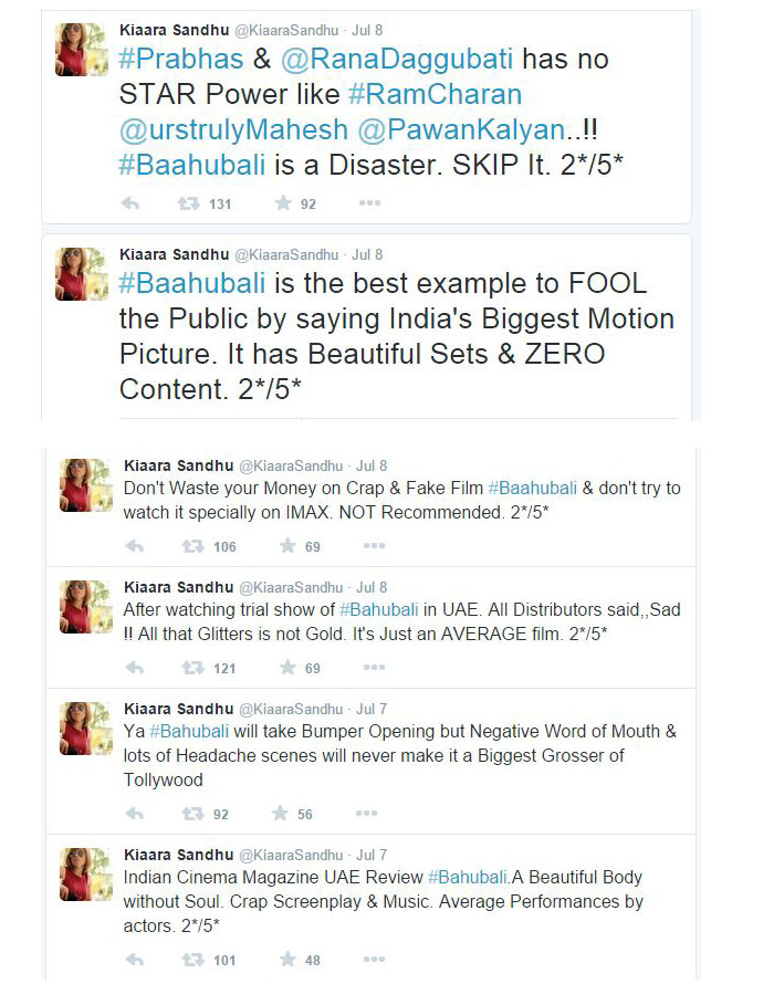 Kiaara Sandhu Tweets on Baahubali