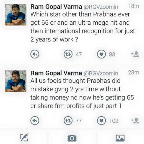 RGV Tweets About Prabhas Remuneration