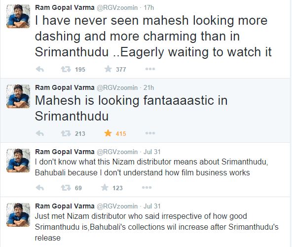RGV Tweets on Mahesh Srimanthudu