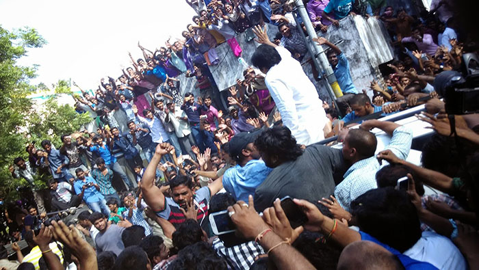 Pawan Kalyan with his fans