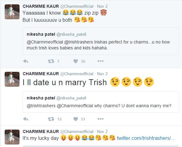 Heroines Charmi and Trisha Marriage