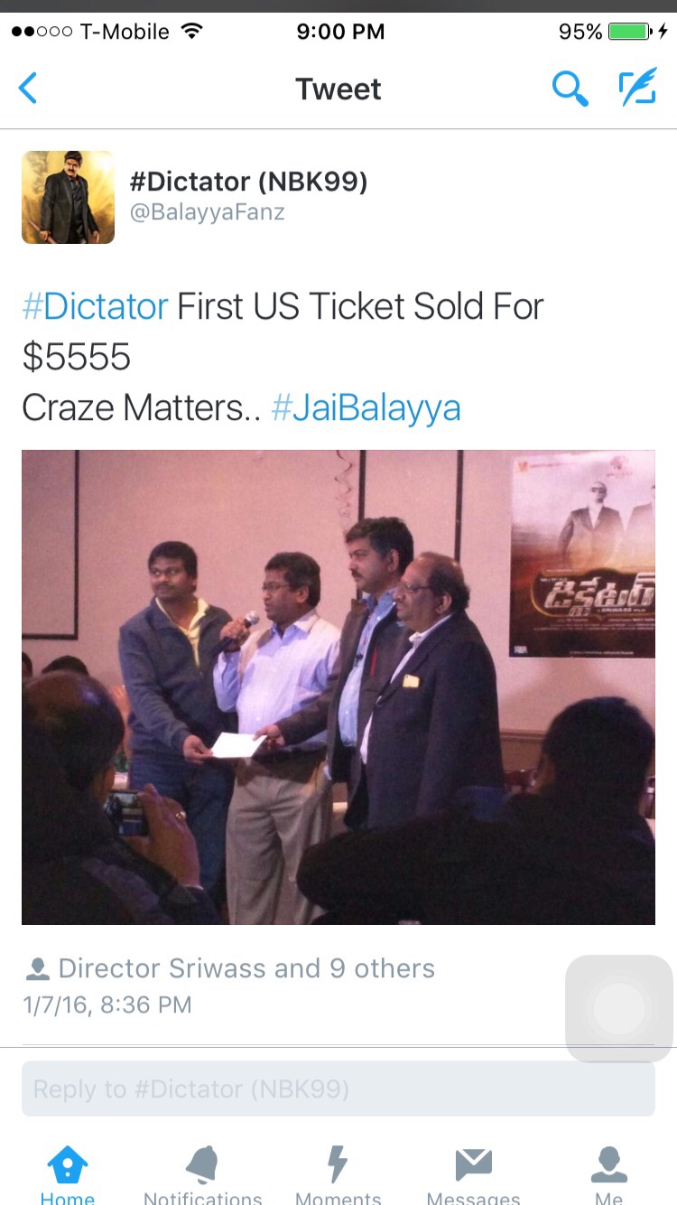 Balakrishna Dictator First Ticket Cost