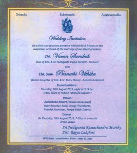 Varun Sandesh and Vithika Sheru Wedding Card
