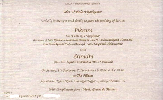 Vikram Wedding Invitation Card